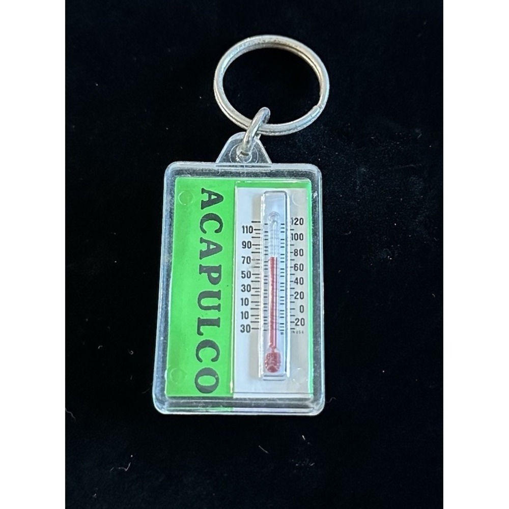 Vtg Acapulco‎ Thermometer Keychain Keyring Travel Souvenir